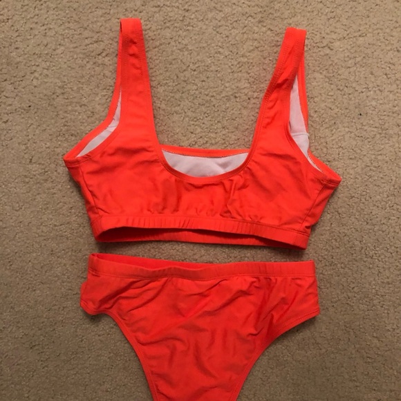 Neon Orange Tank Bikini with high leg - size Medium - Picture 2 of 4